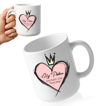 kubek z napisem Hej Piękna – prezent od męża