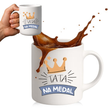 kubek z napisem Tata na medal – prezent dla ojca