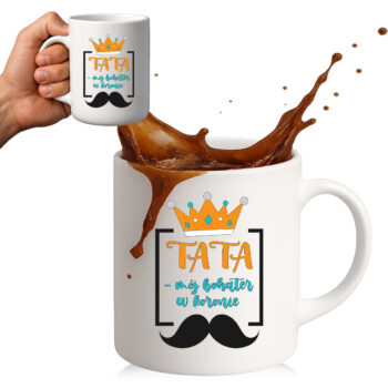 kubek z napisem Tata – mój bohater w koronie
