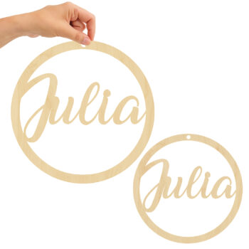 personalizowana drewniana dekoracja z imieniem – minimalistyczny styl, 35 cm