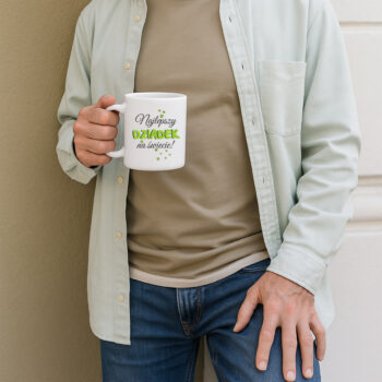 kubek z zielonymi serduszkami – upominek dla dziadka