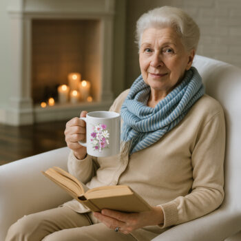 kubek z kwiatami – prezent dla babci