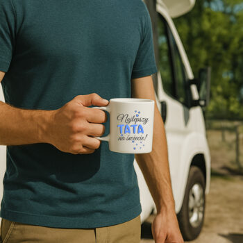 mężczyzna trzymający kubek – prezent na Dzień Ojca