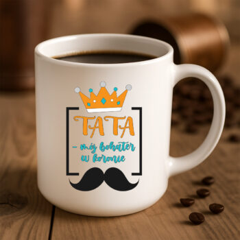 kubek z koroną i wąsami – prezent dla taty
