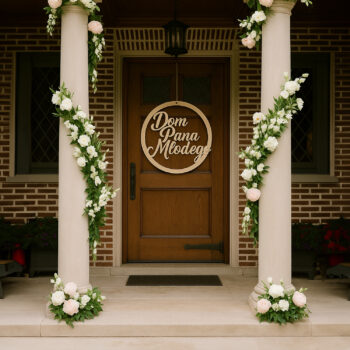 elegancka ozdoba weselna z naturalnego drewna