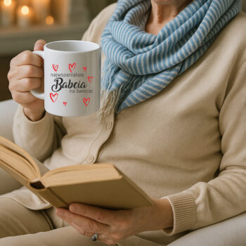 kobieta trzymająca kubek – wzruszający upominek dla babci
