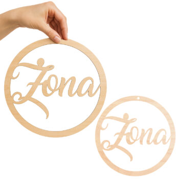 drewniana dekoracja z napisem „Żona” – średnica 35 cm