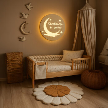 Dekoracyjna lampka LED Słodkich snów nad łóżeczkiem – aranżacja 1