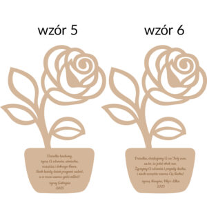 Drewniana róża z grawerem – wzory 5 i 6 dedykacji dla Babci, Dziadka lub obojga